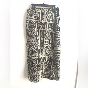 Vintage AS-HIRO Dress Silk Skirt Wrap African Mudcloth Print Tribal Ethnic Boho
